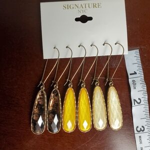 3/$15 - Signature NYC Dangle Drop Earrings, Set Of 3